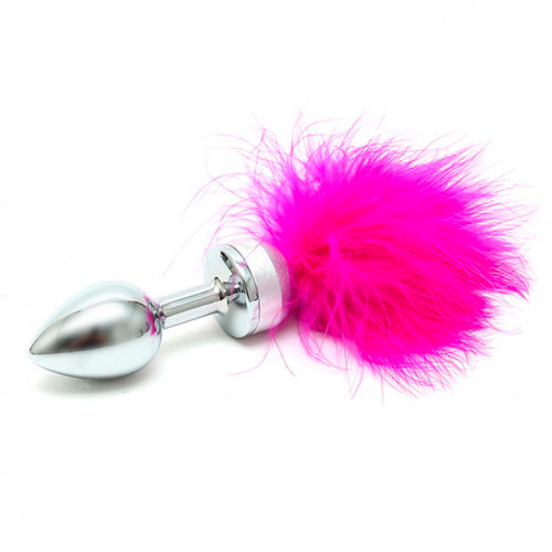 Анален разширител Small Butt Plug With Pink Feathers | цена 143.79 лв.