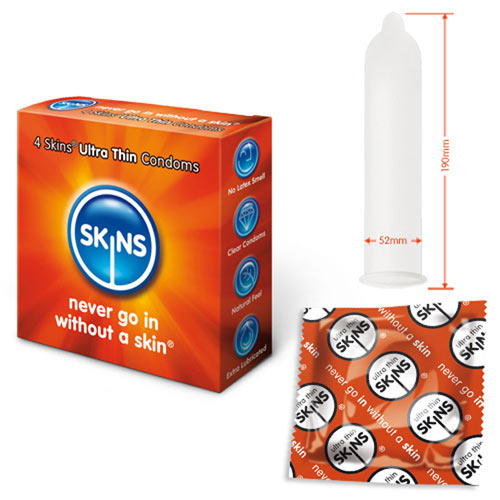 Комплект презервативи Skins ултра тънки 4 броя | цена 10.46 лв.