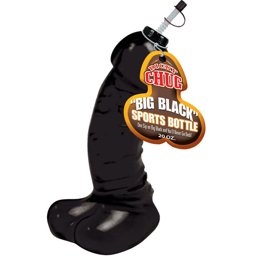 Забавна черна спортна бутилка във формата на пенис със сламка | цена 31.43 лв.