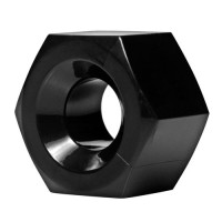 Черен гумен пръстен за пенис и тестиси във формата на га