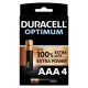 DURACELL OPTIMUM 200 ALKALINE BATTERY AAA LR03 4 UNIT