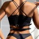 Бельо SUBBLIME - LEATHER RING CHEST HARNESS BLACK ONE SIZE