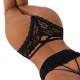 Бельо SUBBLIME - FLORAL LACE PANTY WITH STRAPS DETAIL BLACK L/XL