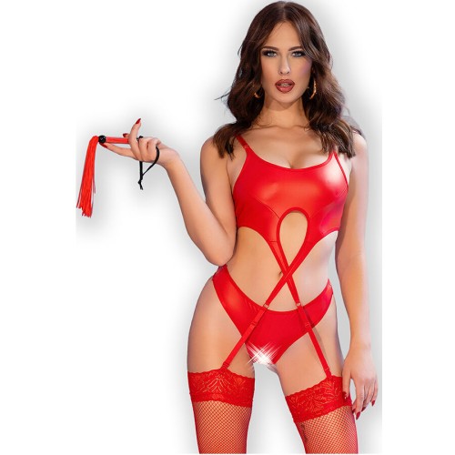 Бельо CHILIROSE - CR 4625 SET FOUR PIECES CROTCHLESS RED M