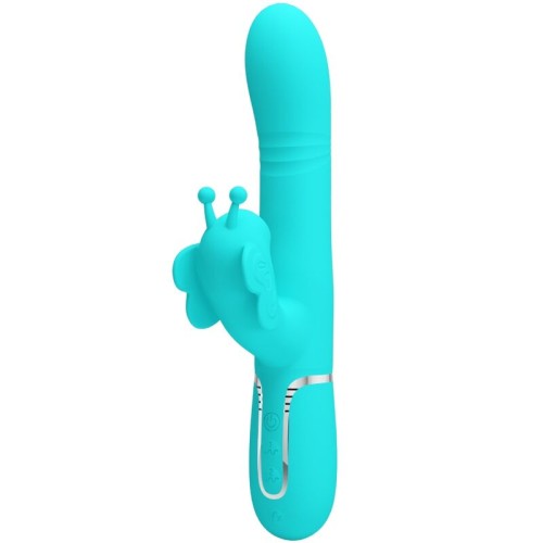 Вибратор PRETTY LOVE - MULTIFUNCTION RABBIT VIBRATOR 4 IN 1 BUTTERFLY AQUA GREEN