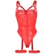 Секси боди SUBBLIME - TEDDY WITH GARTER STRAP DETAIL CHEST RED S/M