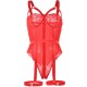 Секси боди SUBBLIME - TEDDY WITH GARTER STRAP DETAIL CHEST RED S/M