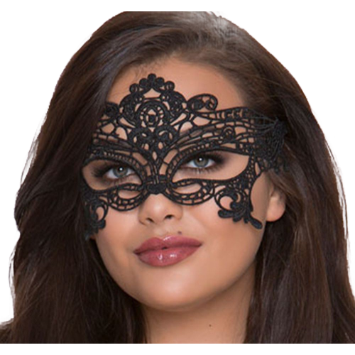 Маска QUEEN LINGERIE - WIDE BLACK LACE MASK