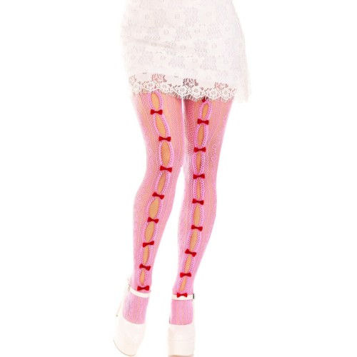 Чорапи LEG AVENUE - STOCKINGS WITH OPENINGS HEART & BOWS PINK