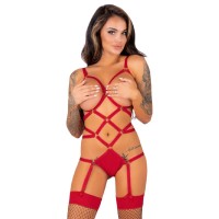 Бельо LIVCO CORSETTI FASHION - THIARA LC 20213 SET BODY + STOCKINGS RED S/M