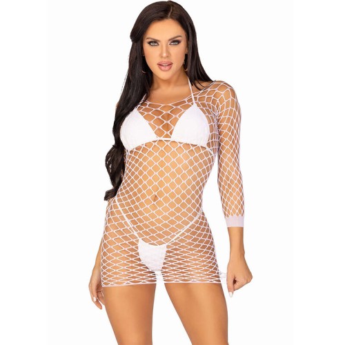 Рокля LEG AVENUE - LONG SLEEVE NET DRESS WHITE ONE SIZE