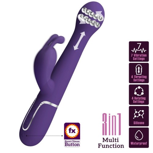 Вибратор PRETTY LOVE - DEJON RABBIT VIBRATOR 3 IN 1 MULTIFUNCTION PURPLE