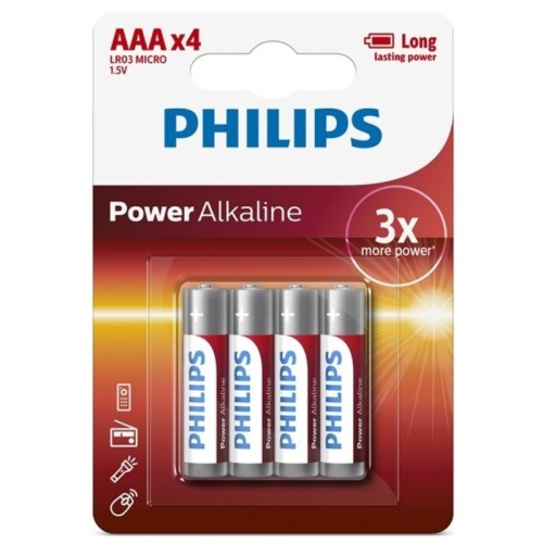 Батерии PHILIPS - POWER ALKALINE BATTERY AAA LR03 4 PACK