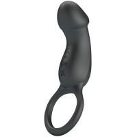 Пенис ринг PRETTY LOVE - TRAE VIBRATING BLACK RING WITH STIMULATOR