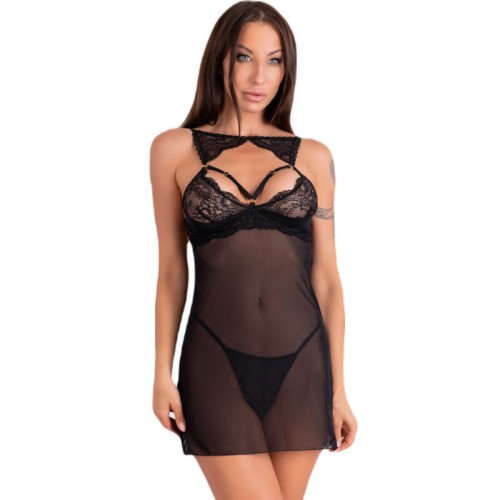 Бельо LIVCO CORSETTI FASHION - KROLINA LC 90734 CHEMISE + THONG BLACK L/XL