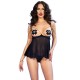 Бельо CHILIROSE - CR 4715 BABYDOLL SET FOUR PIECES BLACK M