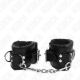 Белезници KINK - FUR LINED WRIST RESTRAINTS BLACK WITH BLACK BELT ADJUSTABLE 17-29 CM X 6 CM