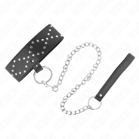 Нашийник KINK - NECKLACE 65 CM WITH LEASH WITH SILVER STUDS MODEL 3 ADJUSTABLE 36-43 CM X 5 CM