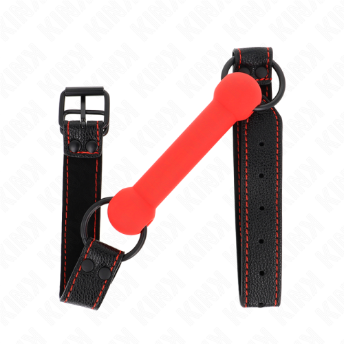 Топка за уста KINK - BONE GAG WITH LEATHERETTE STRAP RED ADJUSTABLE 41-57 CM