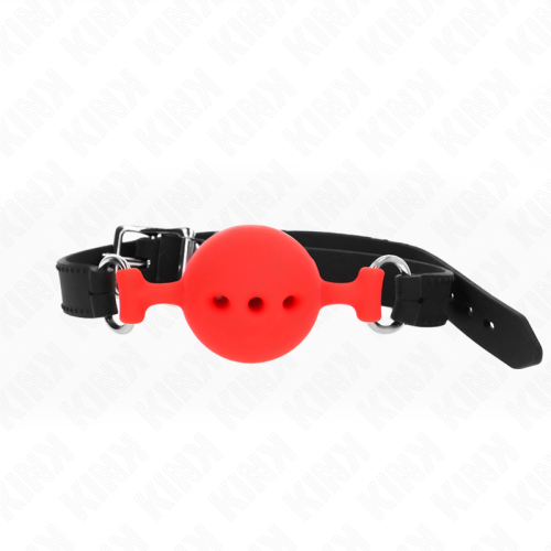 Топка за уста KINK - FULL SILICONE GAG 55 x 2 CM WITH 4.5 CM BALL SIZE M RED ADJUSTABLE 35-51 CM