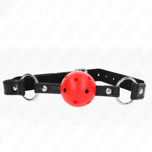 Топка за уста KINK - HOLLOW HARD RED BALL 4.5 CM GAG MODEL 1 63.5 X 2 CM