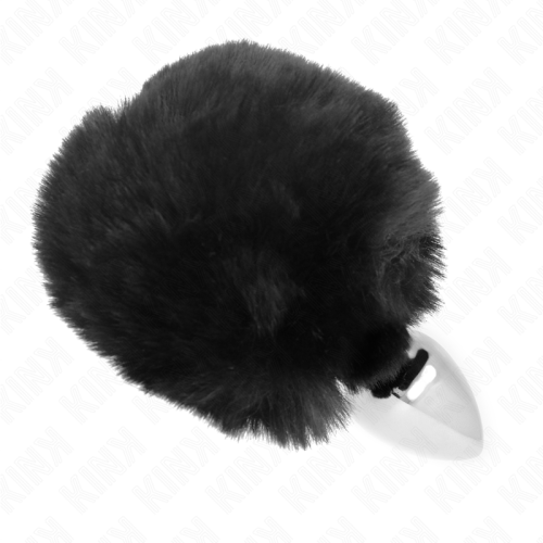 Анален разширител KINK - STAINLESS STEEL PLUG 7 x 3 CM WITH BLACK FAUX FUR RABBIT TAIL 8 CM