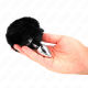 Анален разширител KINK - STAINLESS STEEL PLUG 7 x 3 CM WITH BLACK FAUX FUR RABBIT TAIL 8 CM