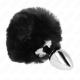 Анален разширител KINK - STAINLESS STEEL PLUG 7 x 3 CM WITH BLACK FAUX FUR RABBIT TAIL 8 CM