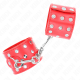 Белезници KINK - WRIST RESTRAINTS WITH SNAP FASTEN FULL OF RIVETS RED ADJUSTABLE 19-24 CM X 5.5 CM