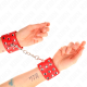 Белезници KINK - WRIST RESTRAINTS WITH SNAP FASTEN FULL OF RIVETS RED ADJUSTABLE 19-24 CM X 5.5 CM