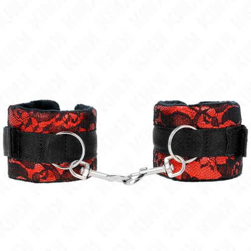 Белезници KINK - SHORT VELVET LACE WRIST RESTRAINTS AND NYLON BIND RED / BLACK 23 X 6.5 CM