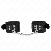 Белезници KINK - NYLON WRIST RESTRAINTS BLACK WITH LEATHER BELT BLACK ADJUSTABLE 19-29 CM X 5.1 CM