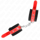 Белезници KINK - NYLON WRIST RESTRAINTS BLACK WITH LEATHERETTE RED ADJUSTABLE 19-24 CM X 5.5 CM