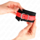 Белезници KINK - NYLON WRIST RESTRAINTS BLACK WITH LEATHERETTE RED ADJUSTABLE 19-24 CM X 5.5 CM