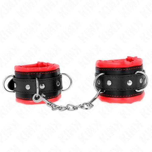 Белезници KINK - HEAVY WRIST RESTRAINTS WITH RED FUR LINED ADJUSTABLE 20-30 CM X 6 CM