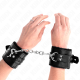 Белезници KINK - FUR LINED WRIST RESTRAINTS WITH SQUARE HOLES BLACK AND BLACK BELT ADJUSTABLE 17-29 CM X 6 CM