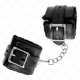 Белезници KINK - FUR LINED WRIST RESTRAINTS WITH SQUARE HOLES BLACK AND BLACK BELT ADJUSTABLE 17-29 CM X 6 CM