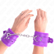 Белезници KINK - FUR LINED WRIST RESTRAINTS WITH SQUARE HOLES PURPLE AND PURPLE BELT ADJUSTABLE 17-29 CM X 6 CM