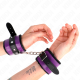 Белезници KINK - PREMIUM FUR LINED WRIST RESTRAINTS BLACK WITH PURPLE / BLACK BELT ADJUSTABLE 17-29 CM X 6 CM