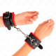 Белезници KINK - PREMIUM FUR LINED WRIST RESTRAINTS RED WITH BLACK BELT ADJUSTABLE 17-29 CM X 6 CM