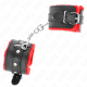 Белезници KINK - PREMIUM FUR LINED WRIST RESTRAINTS RED WITH BLACK BELT ADJUSTABLE 17-29 CM X 6 CM