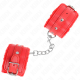 Белезници KINK - PREMIUM FUR LINED WRIST RESTRAINTS RED WITH RED BELT ADJUSTABLE 17-29 CM X 6 CM