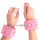 Белезници KINK - PREMIUM FUR LINED WRIST RESTRAINTS PINK WITH PINK BELT ADJUSTABLE 17-29 CM X 6 CM