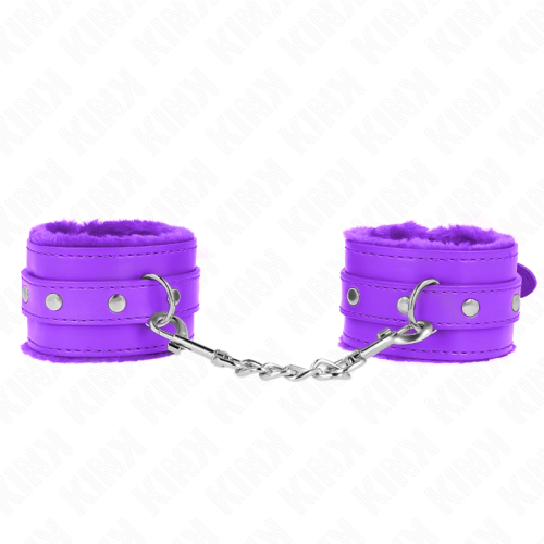 Белезници KINK - PREMIUM FUR LINED WRIST RESTRAINTS PURPLE WITH PURPLE BELT ADJUSTABLE 17-29 CM X 6 CM