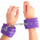 Белезници KINK - PREMIUM FUR LINED WRIST RESTRAINTS PURPLE WITH PURPLE BELT ADJUSTABLE 17-29 CM X 6 CM