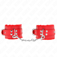 Белезници KINK - FUR LINED WRIST RESTRAINTS RED WITH RED