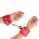 Белезници KINK - FUR LINED WRIST RESTRAINTS RED WITH RED BELT ADJUSTABLE 17-29 CM X 6 CM