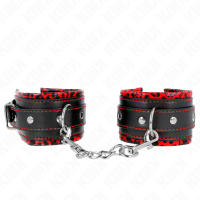 Белезници KINK - FUR LINED WRIST RESTRAINTS RED / BLACK 