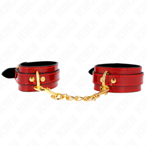 Белезници KINK - JOANNA ANGEL WRIST CUFFS RED ADJUSTABLE WITH GOLD CHAIN 16.5-26 CM X 4 CM