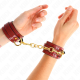 Белезници KINK - JOANNA ANGEL WRIST CUFFS RED ADJUSTABLE WITH GOLD CHAIN 16.5-26 CM X 4 CM